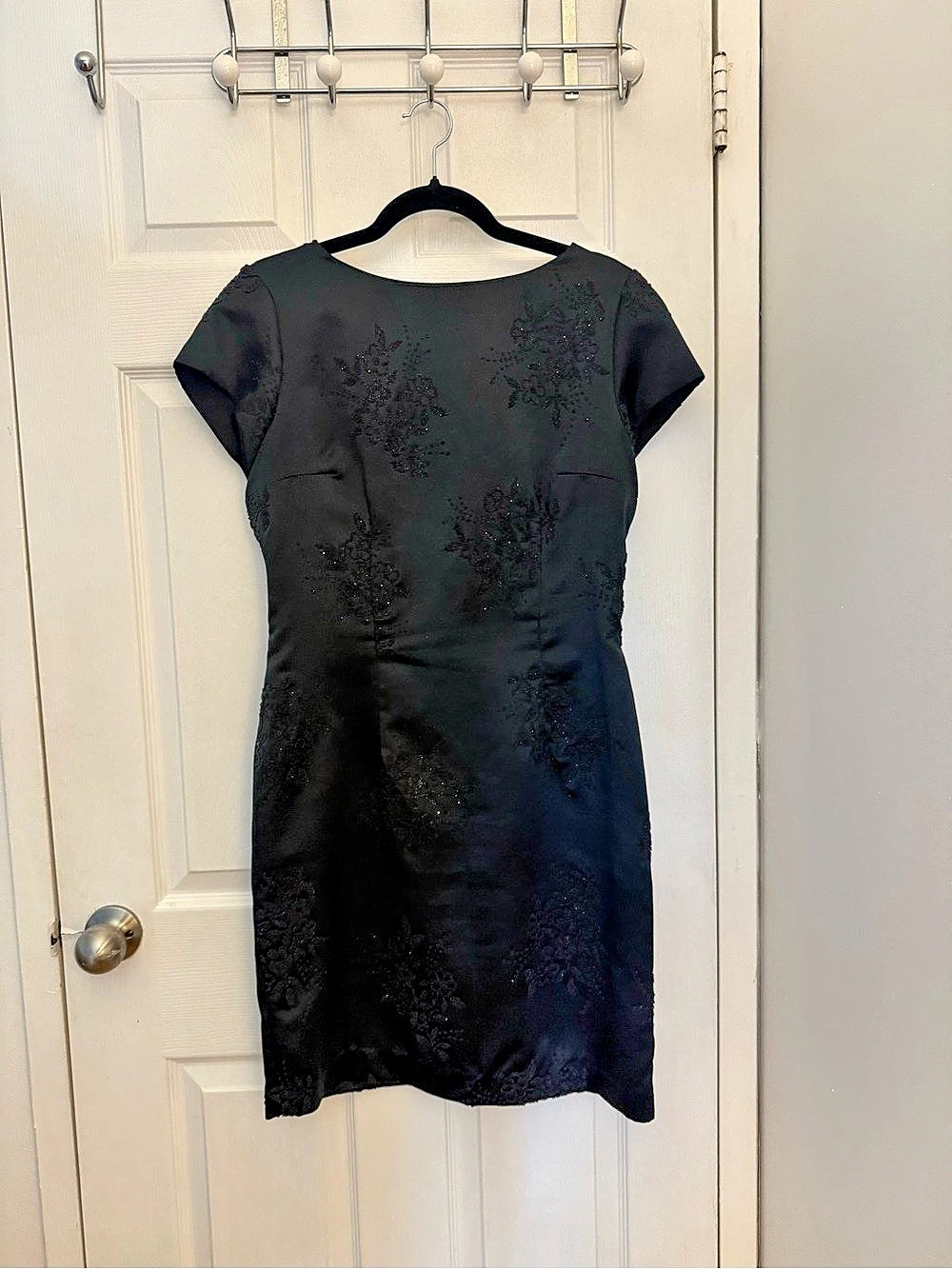 Mark Edwards Evening Black Floral Mini Dress Like New